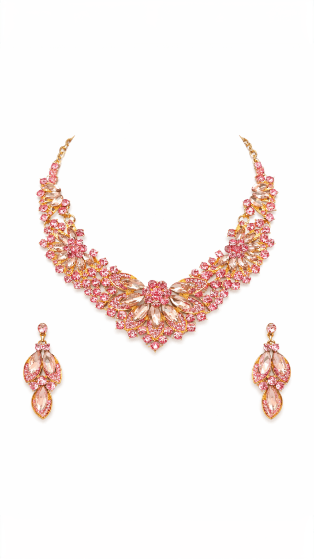 Suhira Blush Crystal Bloom Necklace Set