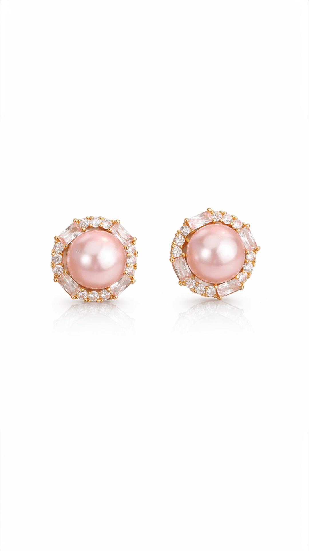 Suhira Blush Pearl Halo Stud Earrings