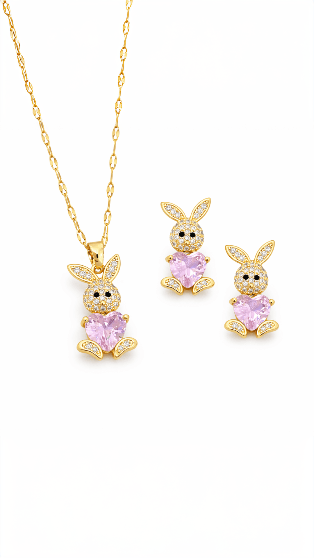 Suhira Cute Bunny Heart Pendant Set
