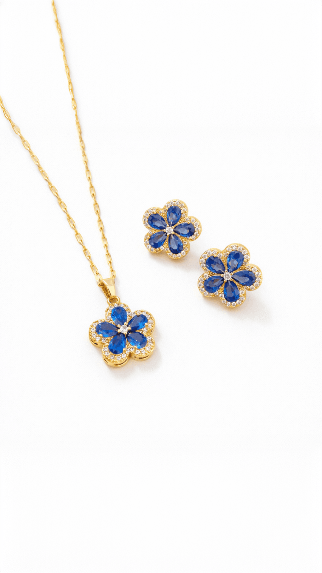 Suhira Royal Blue Blossom Pendant Set