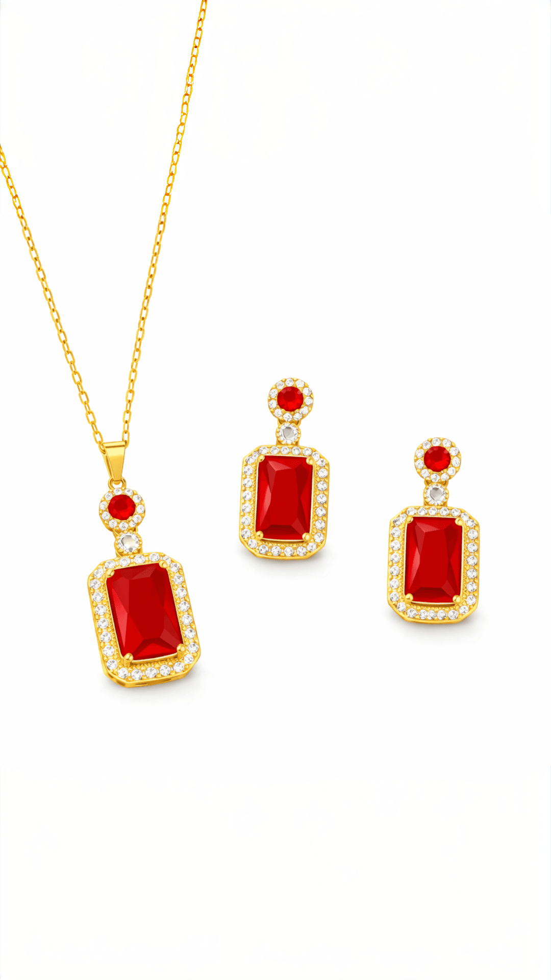Suhira Ruby Elegance Crystal Pendant Set