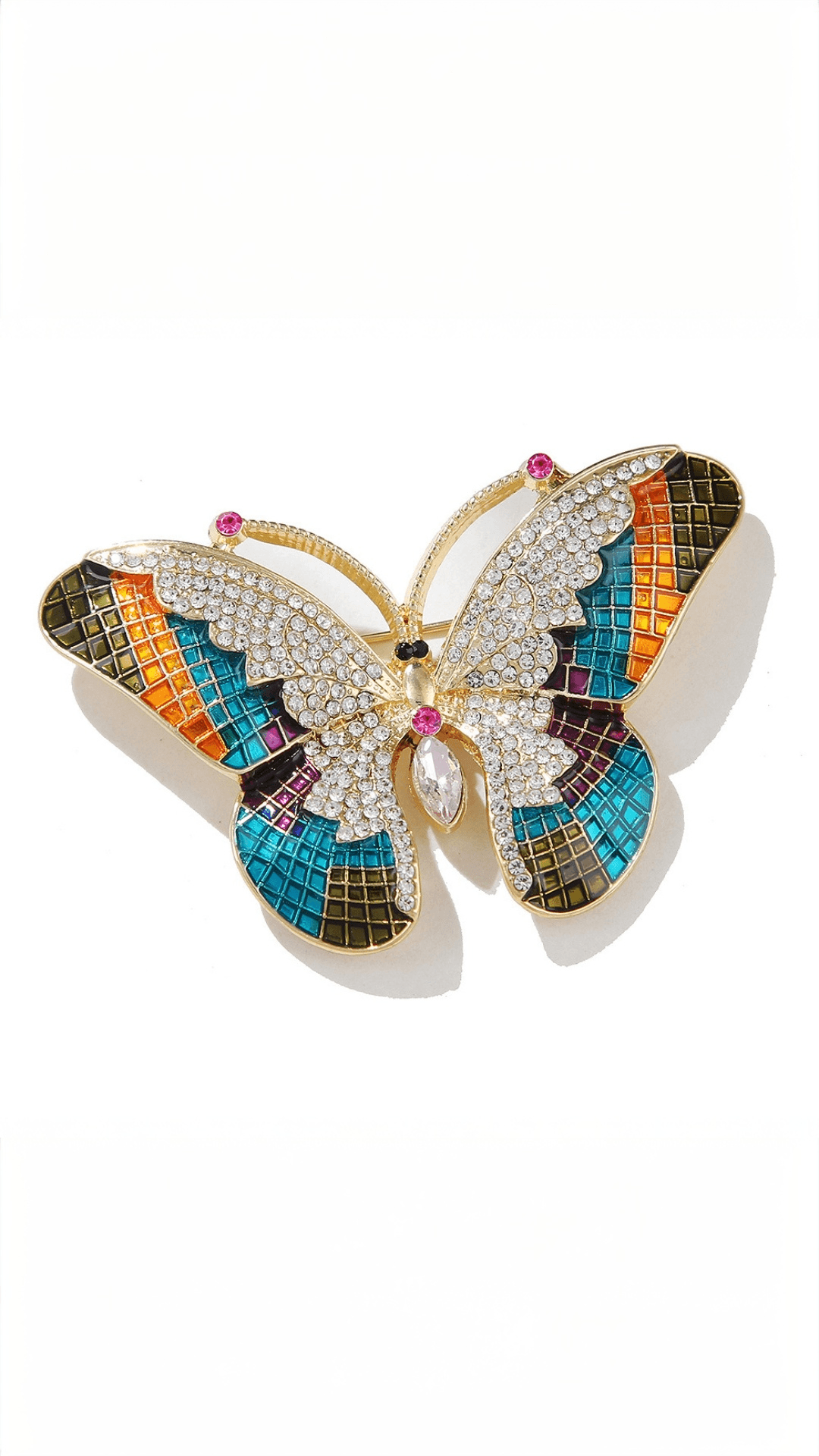 Suhira Multicolor Crystal Butterfly Brooch
